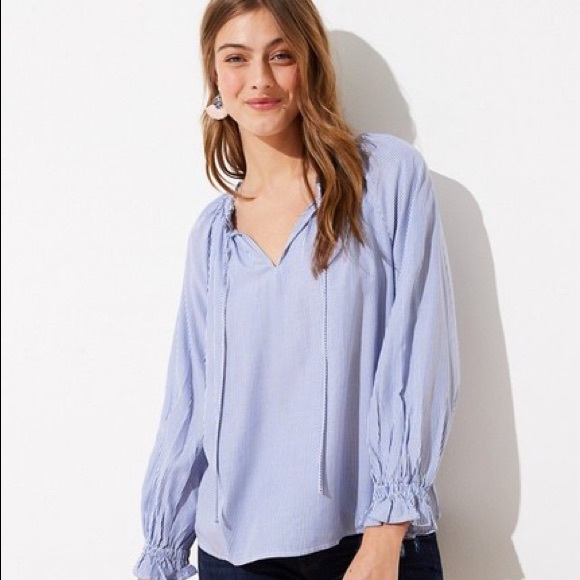 LOFT Tops - LOFT | Peplum Back Peasant Top Blouse